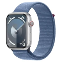 Apple Watch Series 9 mit blauen Stoffarmband