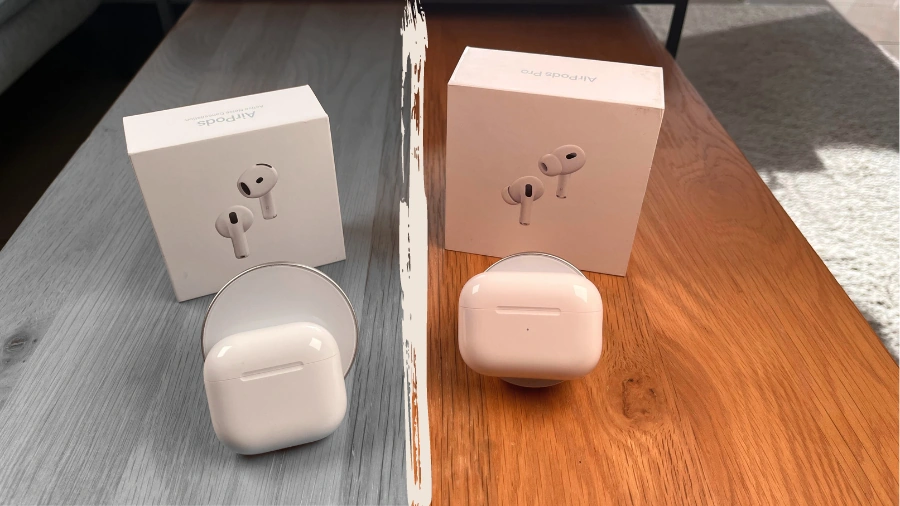 AirPods 4 ANC und AirPods Pro 2 auf einem MagSafe Ladegerät.