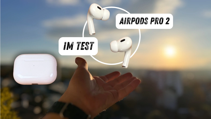 AirPods Pro 2 schwebend über einer Hand