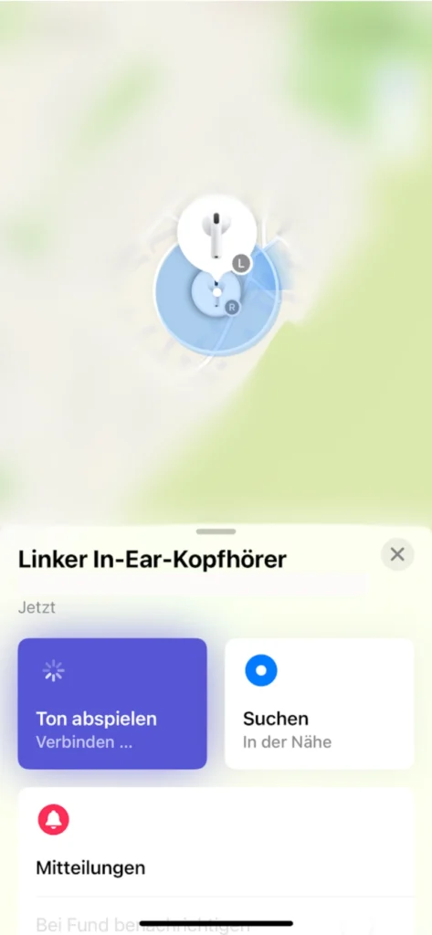 Ton wird auf AirPods nach kurzer Wartezeit abgespielt